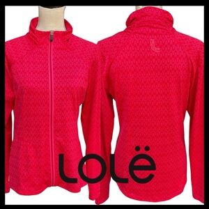 Lole Raspberry Pink Geometric Print UPF 50+ Quick Dry Wicking Jacket (L)